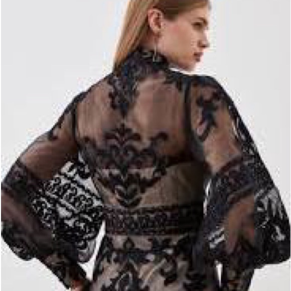 Karen Millen Dresses & Skirts - sheer beaded dark floral lace corset midi dress